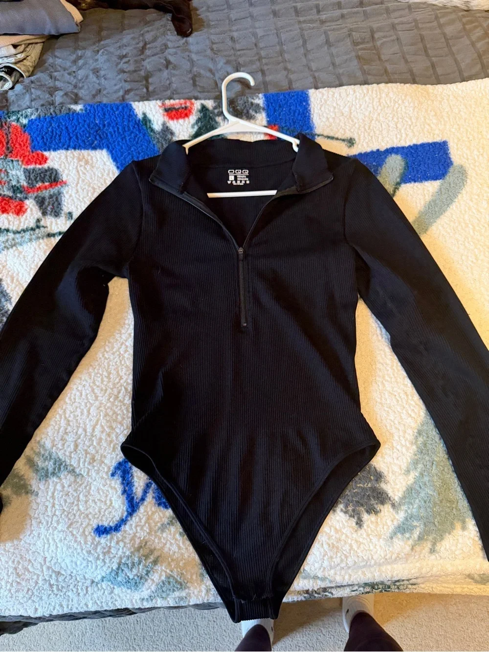 Black Long-Sleeve Zip-Front Kids One-Piece